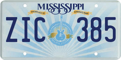 MS license plate ZIC385