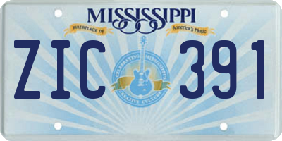 MS license plate ZIC391