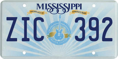 MS license plate ZIC392