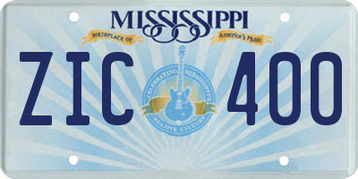 MS license plate ZIC400