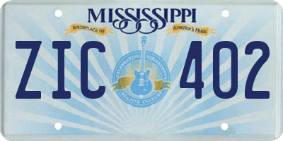 MS license plate ZIC402