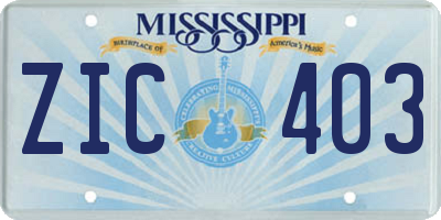 MS license plate ZIC403