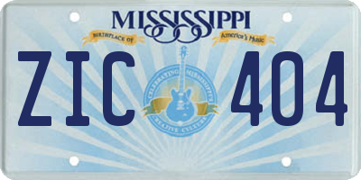 MS license plate ZIC404