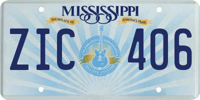 MS license plate ZIC406
