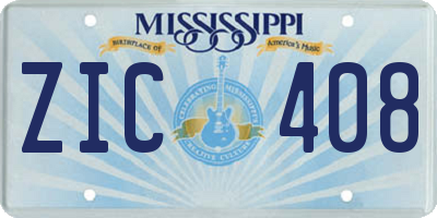MS license plate ZIC408