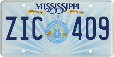 MS license plate ZIC409