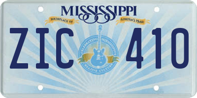 MS license plate ZIC410