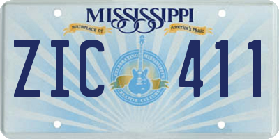 MS license plate ZIC411