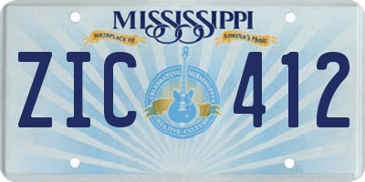MS license plate ZIC412