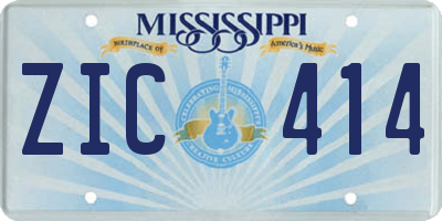 MS license plate ZIC414