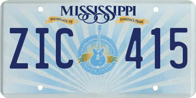 MS license plate ZIC415