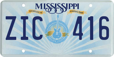 MS license plate ZIC416