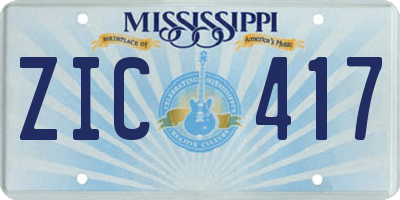 MS license plate ZIC417