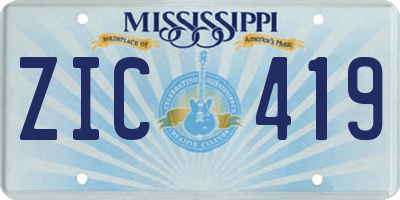 MS license plate ZIC419