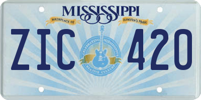 MS license plate ZIC420