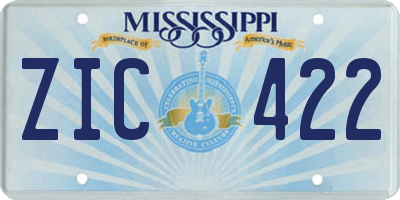 MS license plate ZIC422