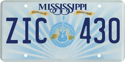 MS license plate ZIC430