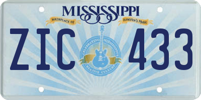 MS license plate ZIC433