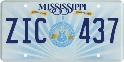 MS license plate ZIC437