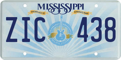 MS license plate ZIC438