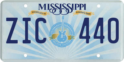 MS license plate ZIC440