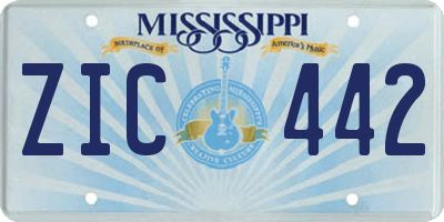 MS license plate ZIC442
