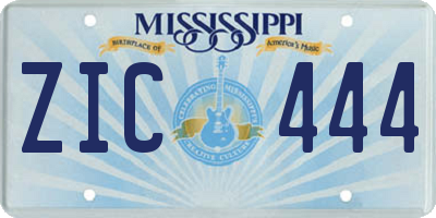 MS license plate ZIC444