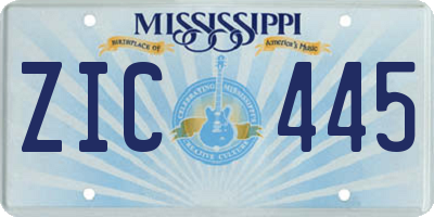 MS license plate ZIC445
