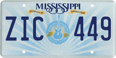 MS license plate ZIC449