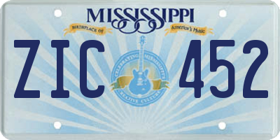MS license plate ZIC452