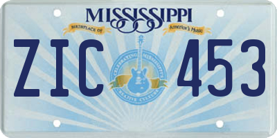 MS license plate ZIC453