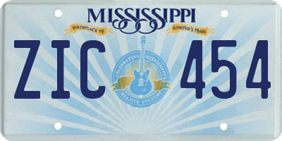 MS license plate ZIC454