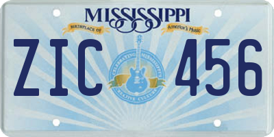 MS license plate ZIC456