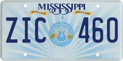MS license plate ZIC460