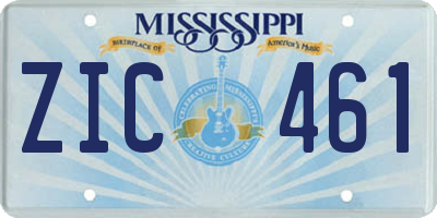 MS license plate ZIC461
