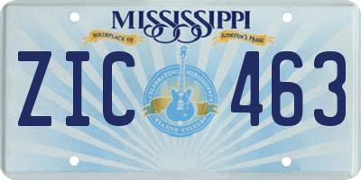 MS license plate ZIC463