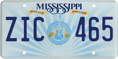 MS license plate ZIC465