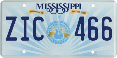 MS license plate ZIC466