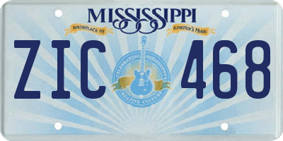 MS license plate ZIC468