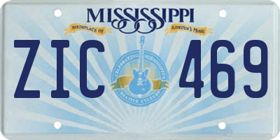 MS license plate ZIC469