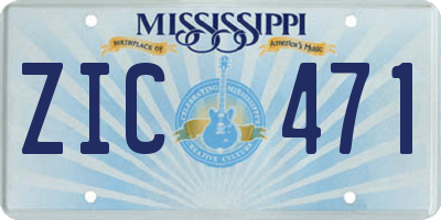 MS license plate ZIC471