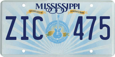 MS license plate ZIC475