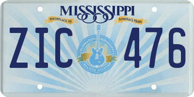 MS license plate ZIC476