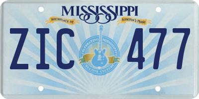 MS license plate ZIC477