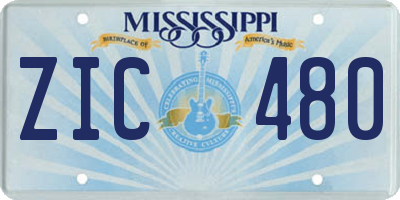 MS license plate ZIC480