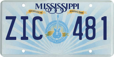 MS license plate ZIC481