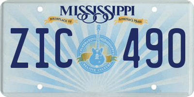 MS license plate ZIC490