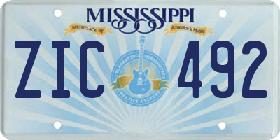 MS license plate ZIC492