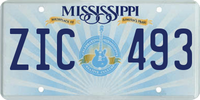 MS license plate ZIC493