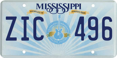 MS license plate ZIC496